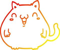 warm gradient line drawing cartoon cat vector