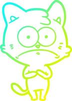 cold gradient line drawing cartoon nervous cat vector
