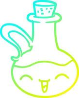 cold gradient line drawing cartoon happy bottle of olive oil vector