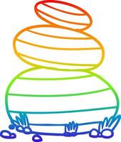 rainbow gradient line drawing cartoon large stacked stones vector