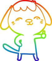 rainbow gradient line drawing happy cartoon dog giving thumbs up sign vector