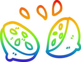 rainbow gradient line drawing cartoon halved lime vector