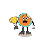 Cartoon mascot of sticker holding a trophy vector