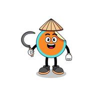 Illustration of sticker as an asian farmer vector