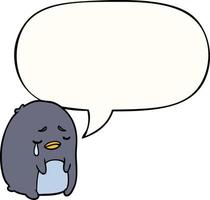 cartoon crying penguin and speech bubble vector