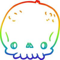 rainbow gradient line drawing cartoon skull vector