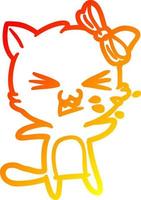 warm gradient line drawing cartoon cat vector