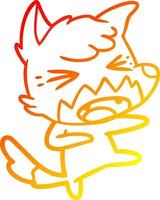 warm gradient line drawing angry cartoon fox attacking vector