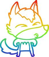 dibujo de línea de gradiente de arco iris lobo de dibujos animados silbido vector