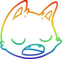 rainbow gradient line drawing cartoon cat face vector