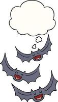 cartoon vampire bats and thought bubble vector