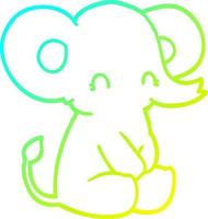 cold gradient line drawing cute cartoon elephant vector