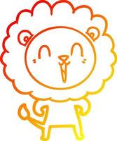 warm gradient line drawing laughing lion cartoon vector