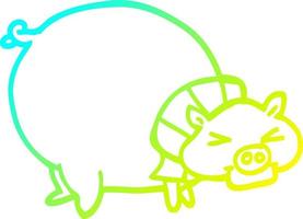 cold gradient line drawing cartoon fat pig vector