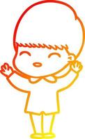 warm gradient line drawing happy cartoon boy vector