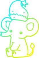 dibujo de línea de gradiente frío lindo elefante de navidad vector