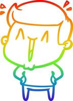 rainbow gradient line drawing cartoon excited man vector