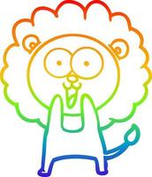 rainbow gradient line drawing happy cartoon lion vector