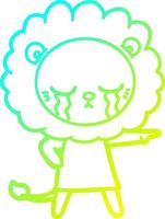 cold gradient line drawing crying cartoon lion vector