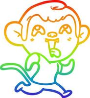 rainbow gradient line drawing crazy cartoon monkey jogging vector