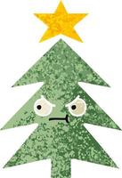 retro illustration style cartoon christmas tree vector