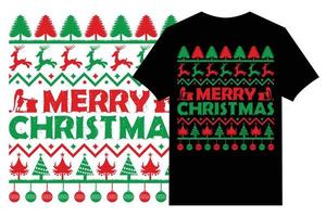 Merry Christmas typographic T-Shirt vector. vector