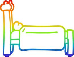 cama de dibujos animados de dibujo de línea de gradiente de arco iris vector