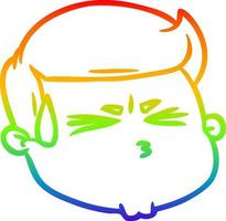 rainbow gradient line drawing cartoon male face vector