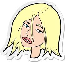 sticker of a cartoon annoyed woman vector