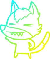 cold gradient line drawing angry wolf cartoon vector