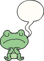 cartoon frog waiting patiently and speech bubble vector