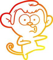 warm gradient line drawing cartoon dancing monkey vector