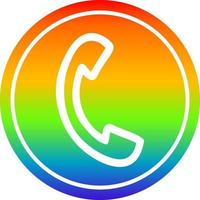 telephone handset circular in rainbow spectrum vector