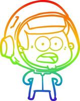 rainbow gradient line drawing cartoon surprised astronaut vector