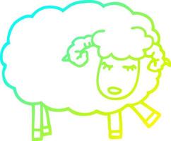 cold gradient line drawing cartoon cute sheep vector