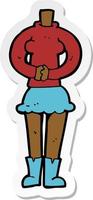 sticker of a cartoon female body vector