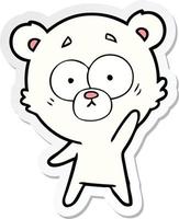 sticker of a surprised polar bear cartoon vector