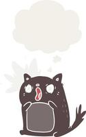 cartoon shocked cat and thought bubble in retro style vector