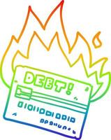 arco iris gradiente línea dibujo quema tarjeta de crédito dibujos animados vector