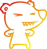 warm gradient line drawing angry polar bear cartoon vector