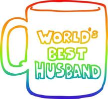 rainbow gradient line drawing worlds best husband mug vector