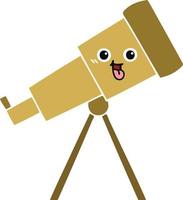 flat color retro cartoon telescope vector