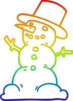rainbow gradient line drawing cartoon snowman vector