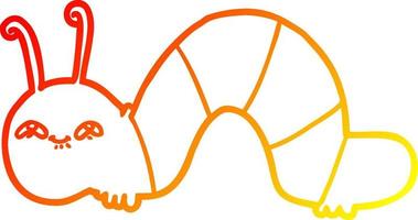 warm gradient line drawing cartoon happy caterpillar vector