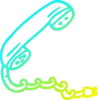 cold gradient line drawing cartoon telephone handset vector