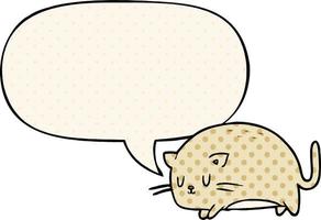 cute fat cartoon cat and speech bubble in comic book style vector