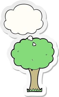cartoon tree and thought bubble as a printed sticker