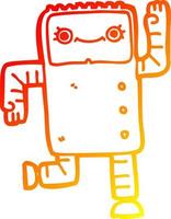 warm gradient line drawing cartoon robot vector