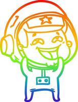 rainbow gradient line drawing cartoon laughing astronaut vector