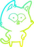 cold gradient line drawing cartoon cat vector